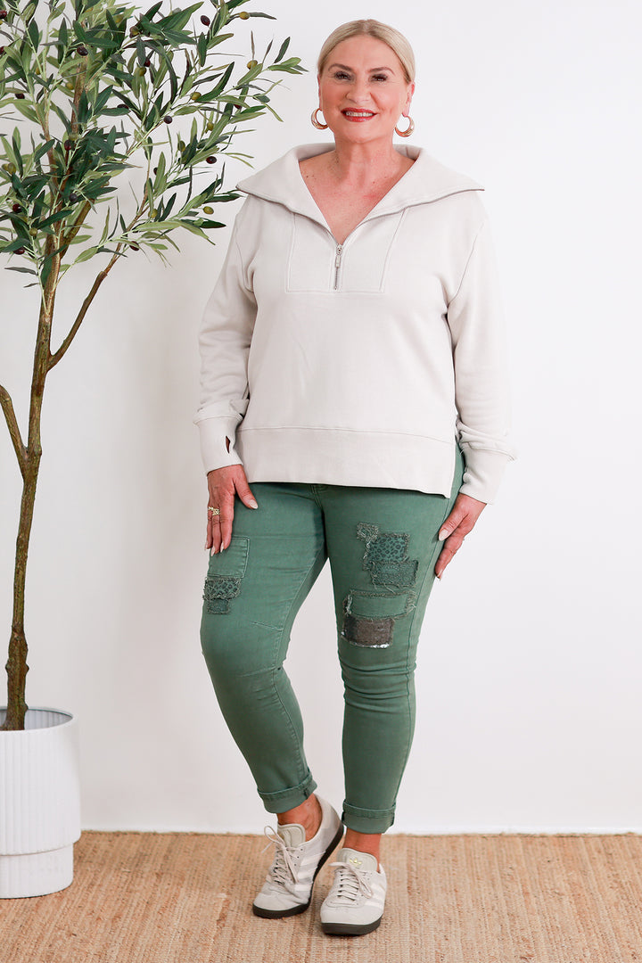 New York Glam Stretch Jean | KHAKI