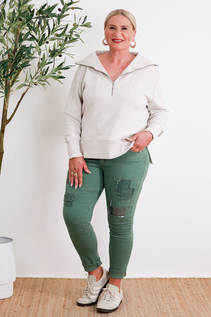 New York Glam Stretch Jean | KHAKI