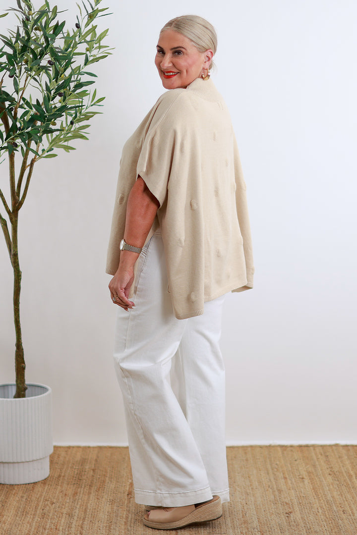 Meander Knit Poncho - Ecru