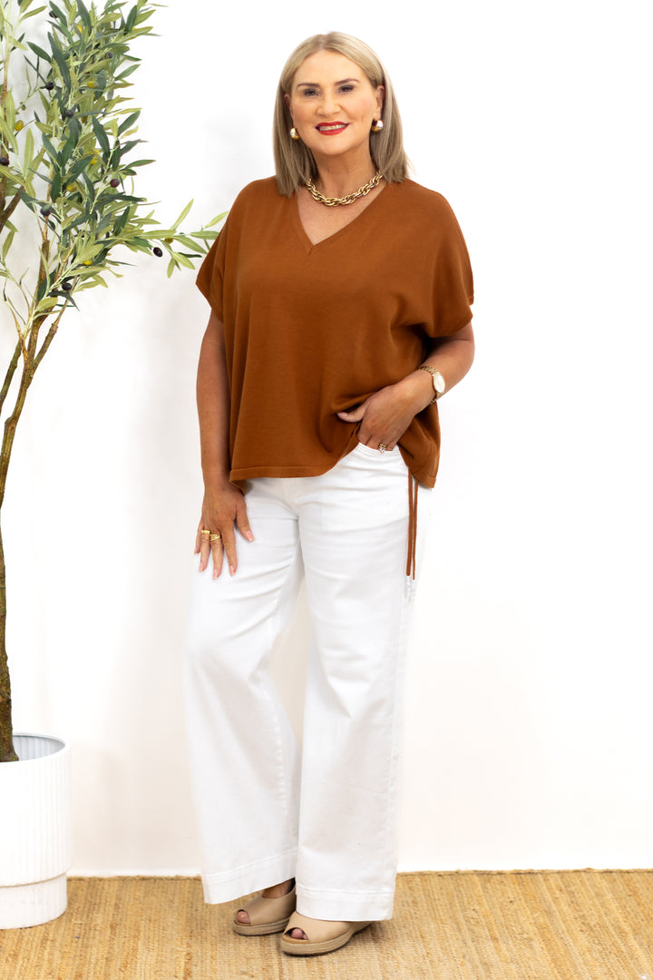 Harmony Tie Knit Top | TAN