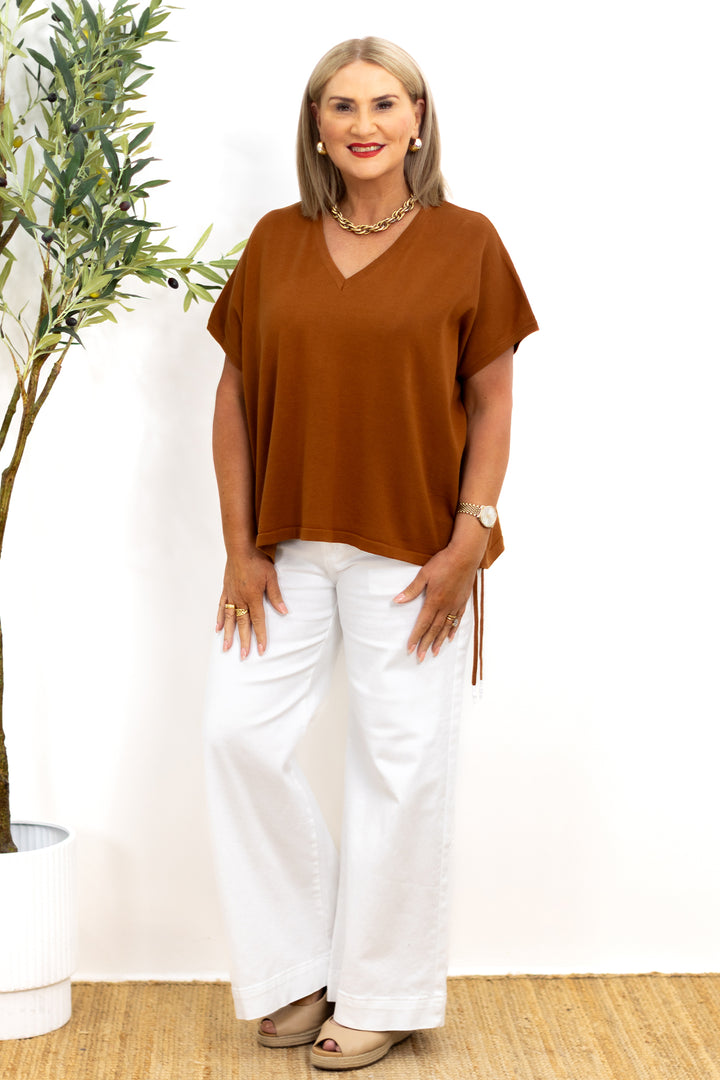 Harmony Tie Knit Top | TAN