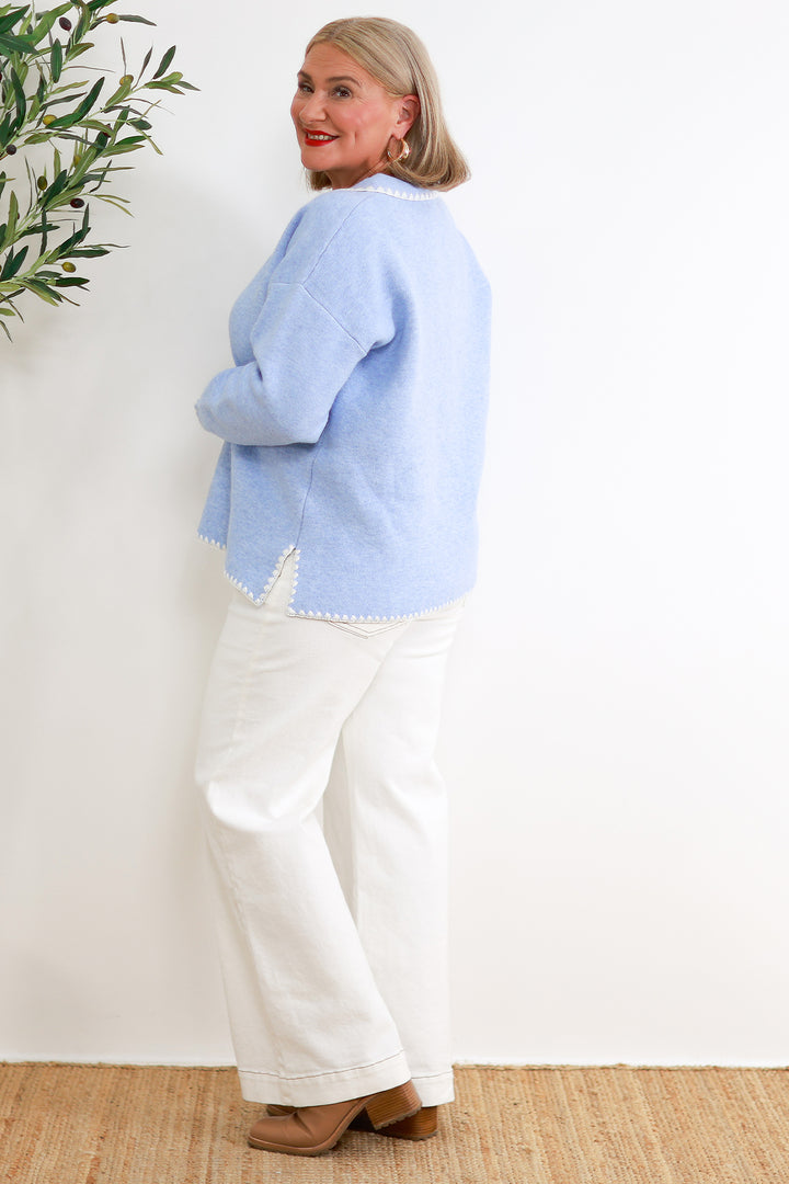 Salerno Collared Knit | Sky Blue