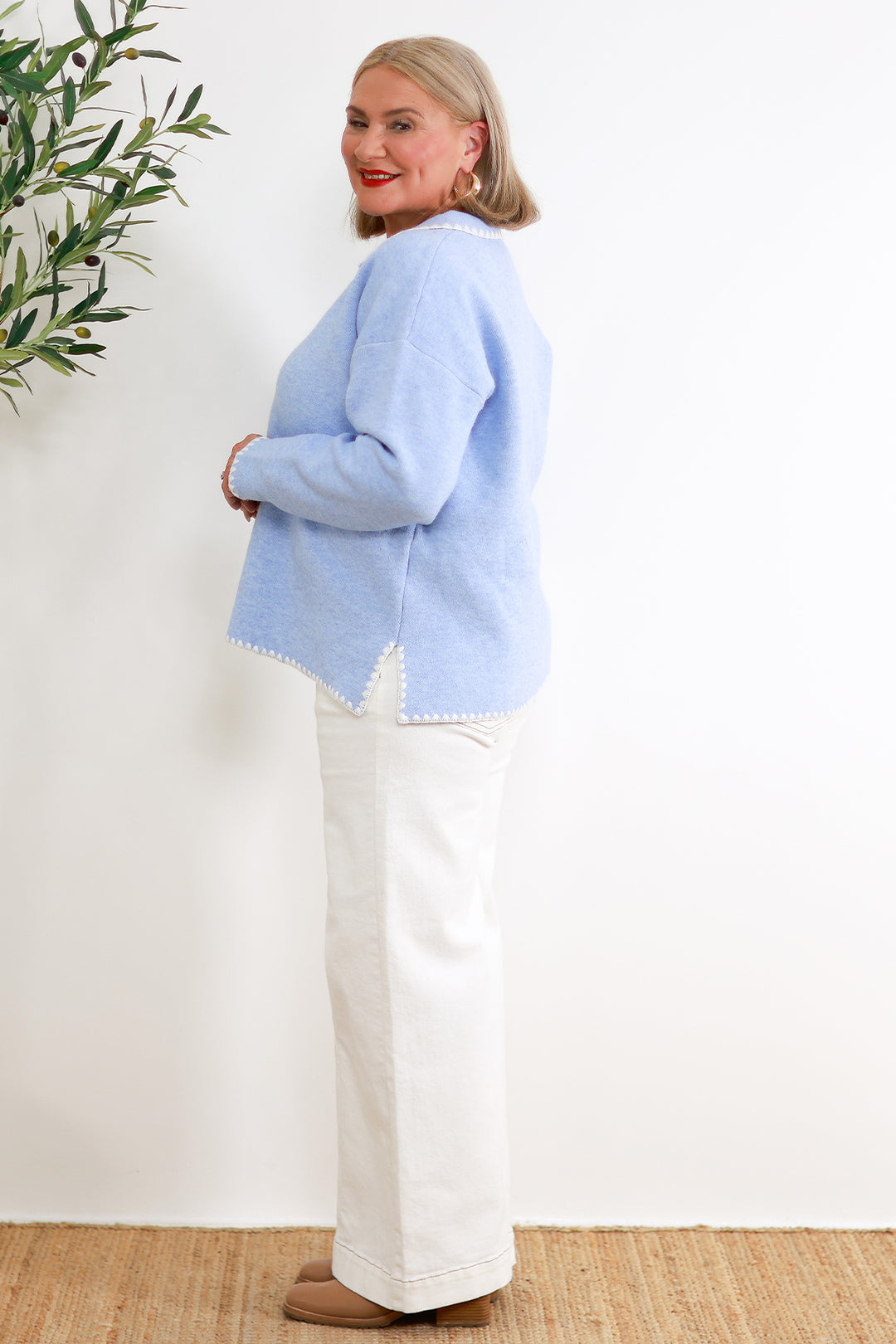 Salerno Collared Knit | Sky Blue