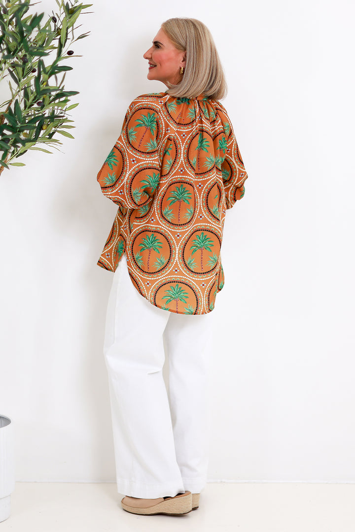 Palm Print Shirt | Tan