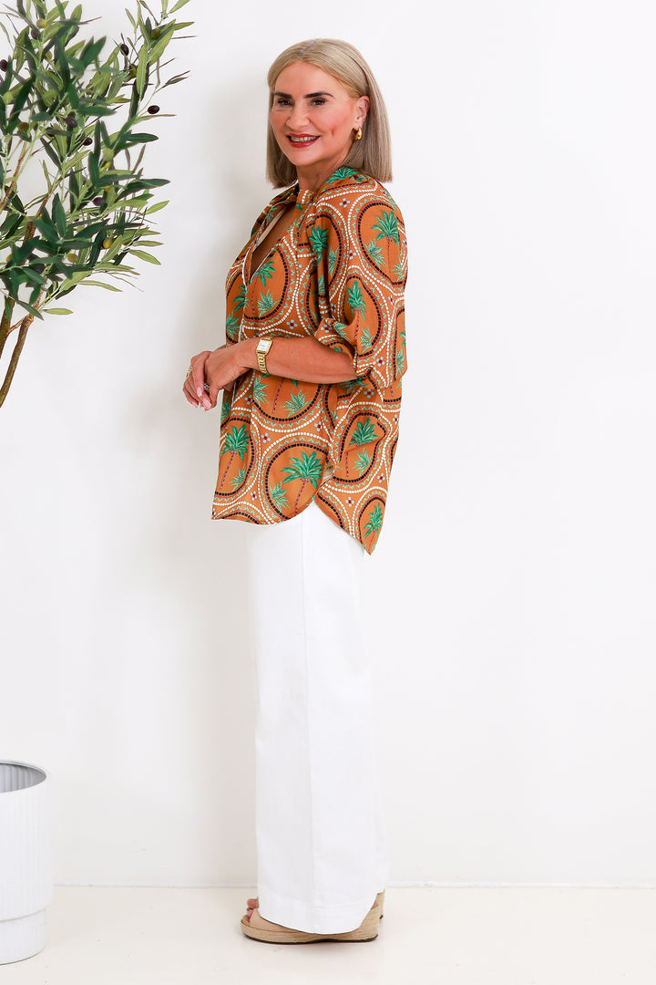 Palm Print Shirt | Tan
