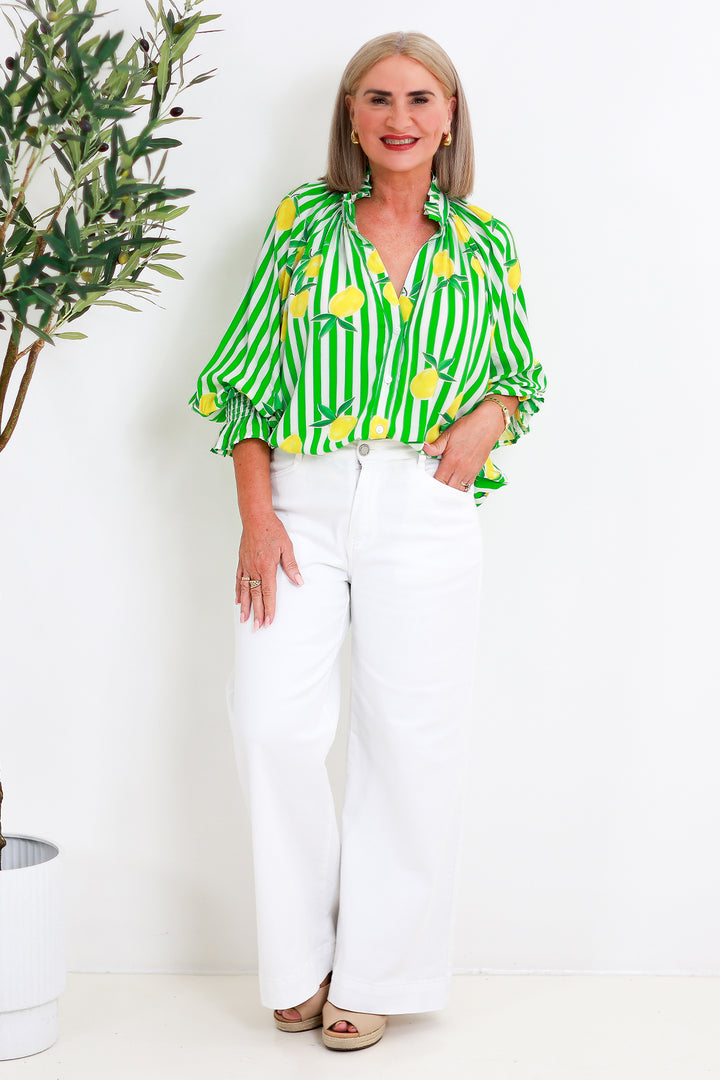 Lemon Print Shirt | Green