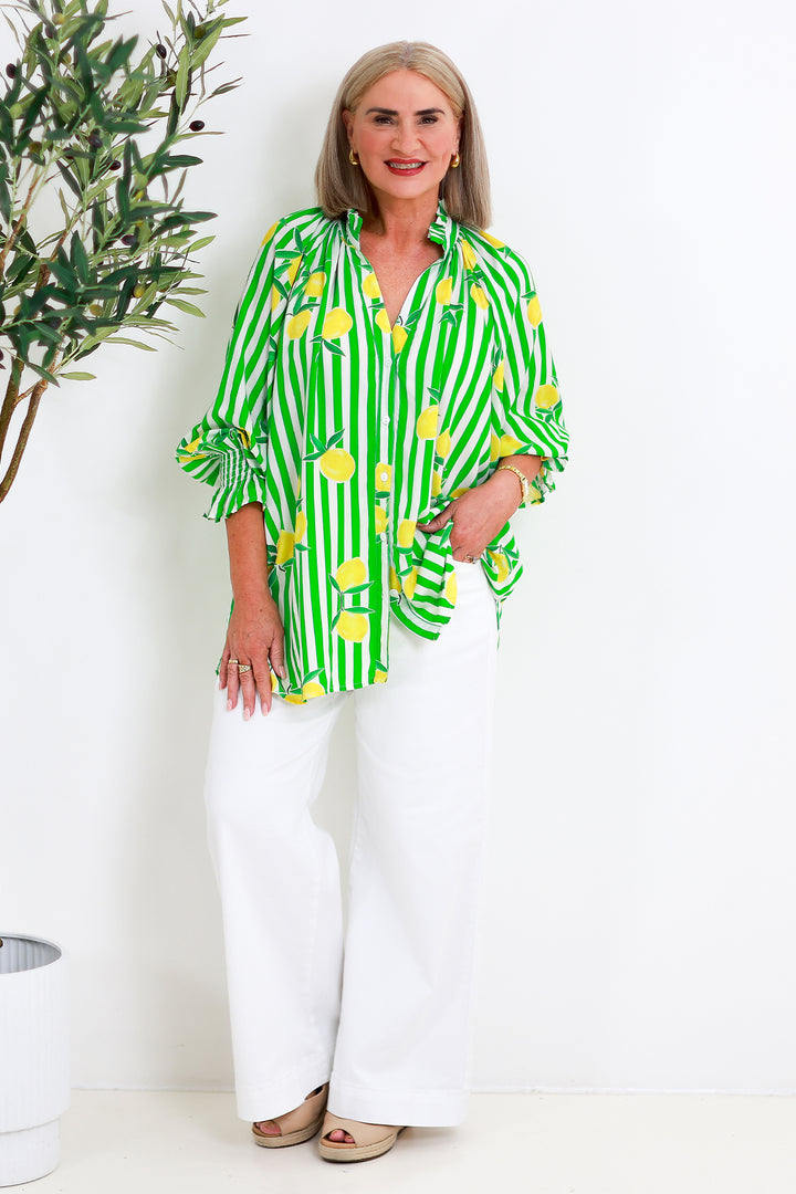Lemon Print Shirt | Green