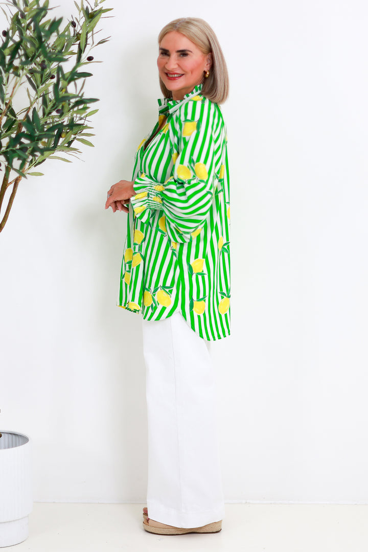 Lemon Print Shirt | Green