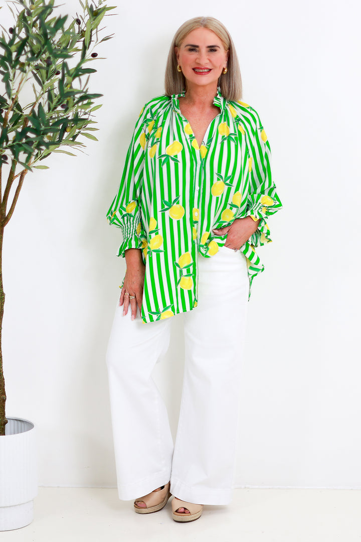 Lemon Print Shirt | Green