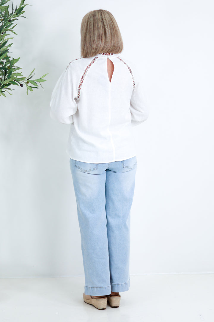 Aven Embroidered Blouse | WHITE