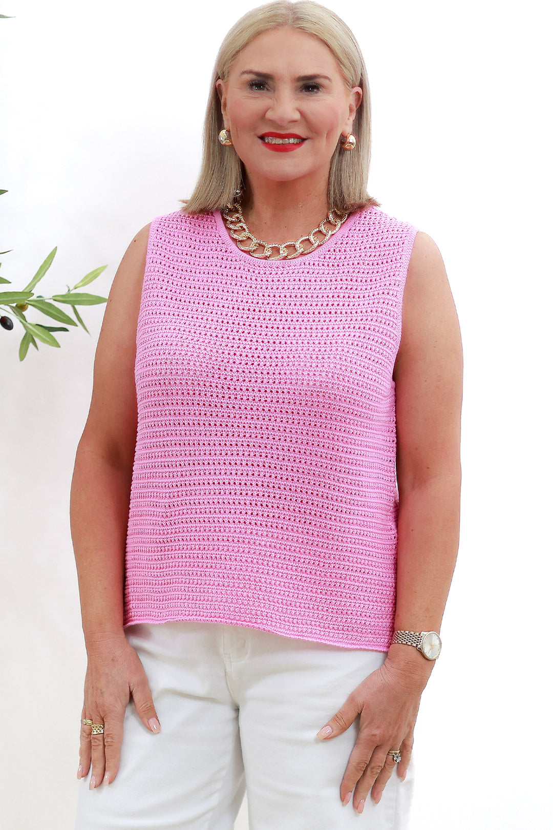 Margot Mesh Knit Tank | HIBISCUS PINK