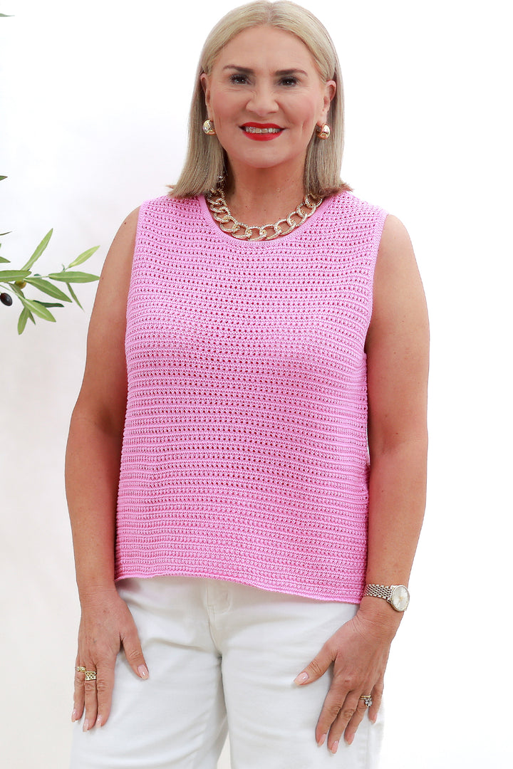 Margot Mesh Knit Tank | HIBISCUS PINK