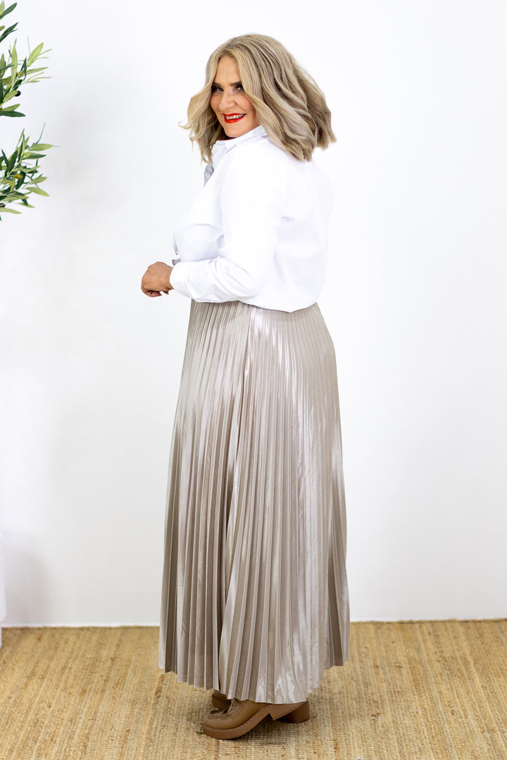 Adele Pleated Skirt | GOLD Taupe