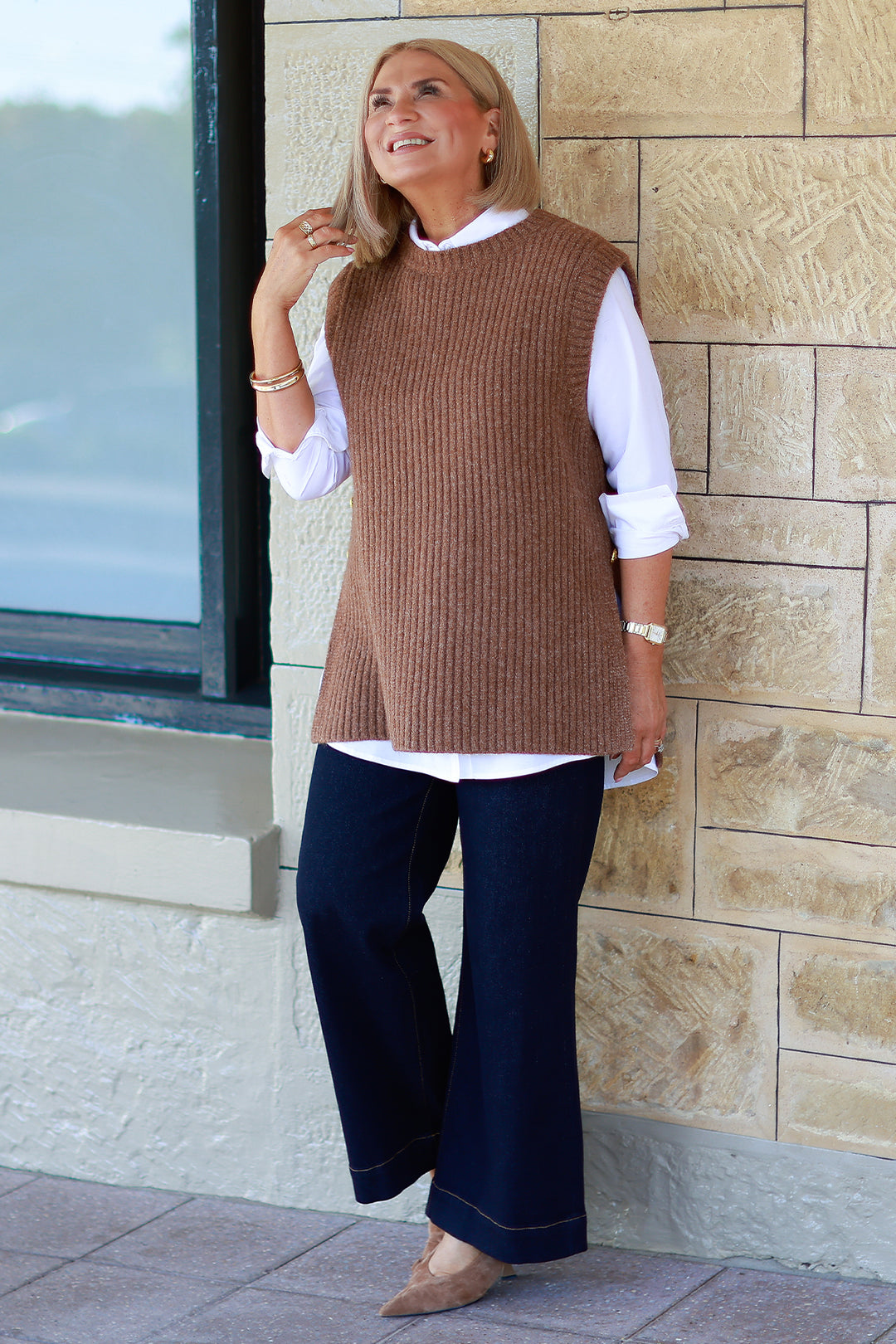 NEW Round Neck Vest | TAN