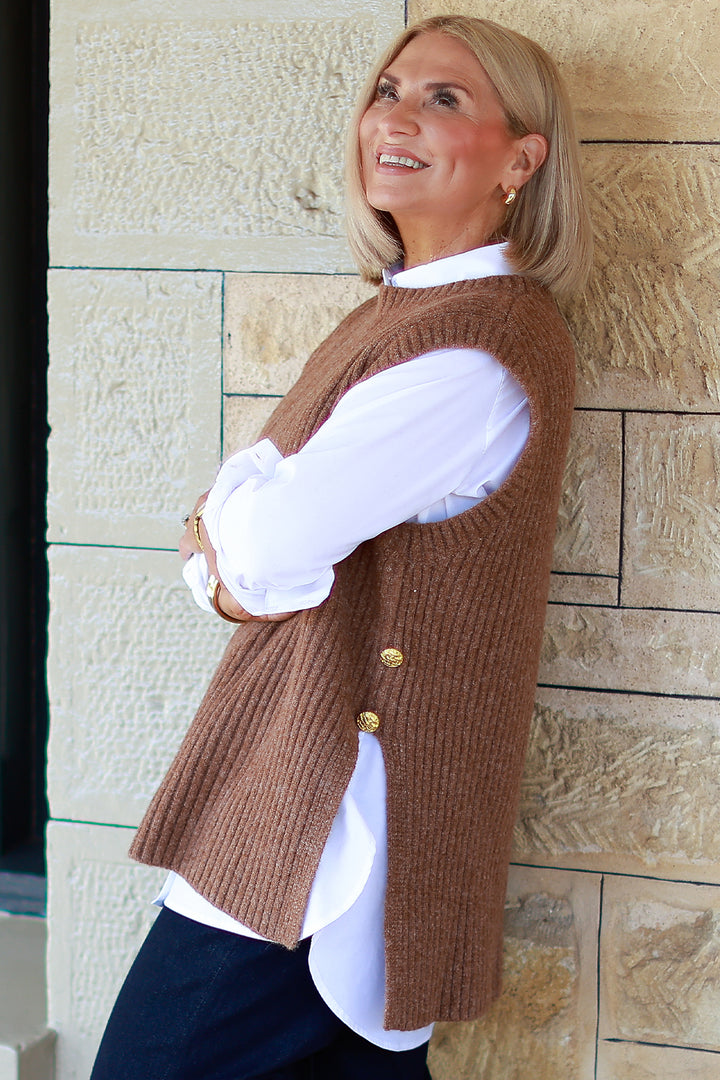 NEW Round Neck Vest | TAN