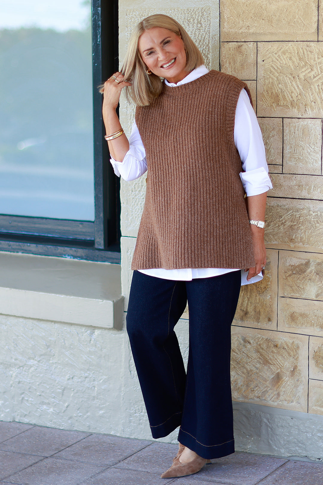 NEW Round Neck Vest | TAN
