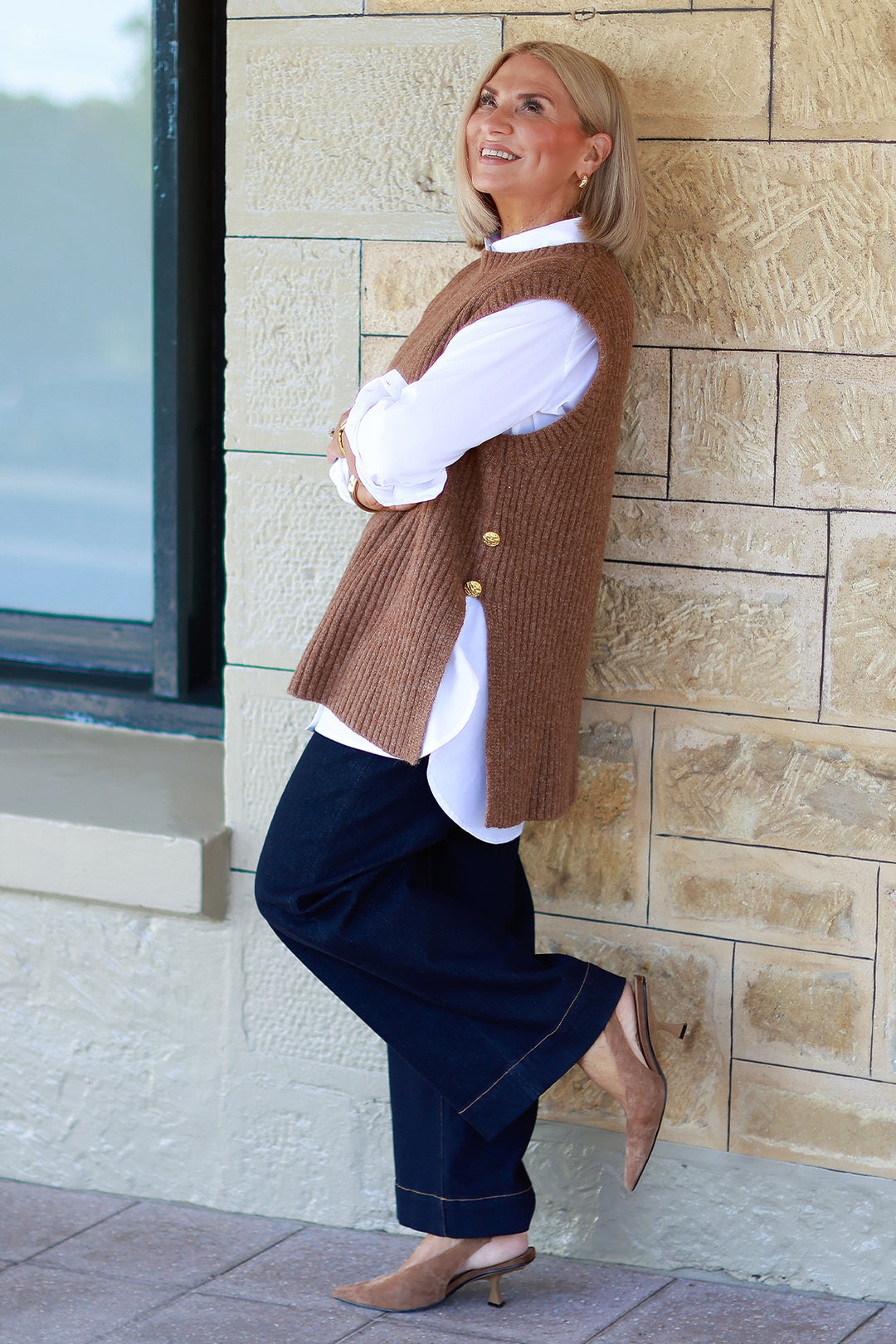 NEW Round Neck Vest | TAN