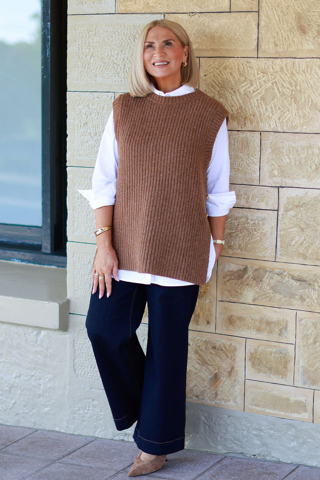 NEW Round Neck Vest | TAN