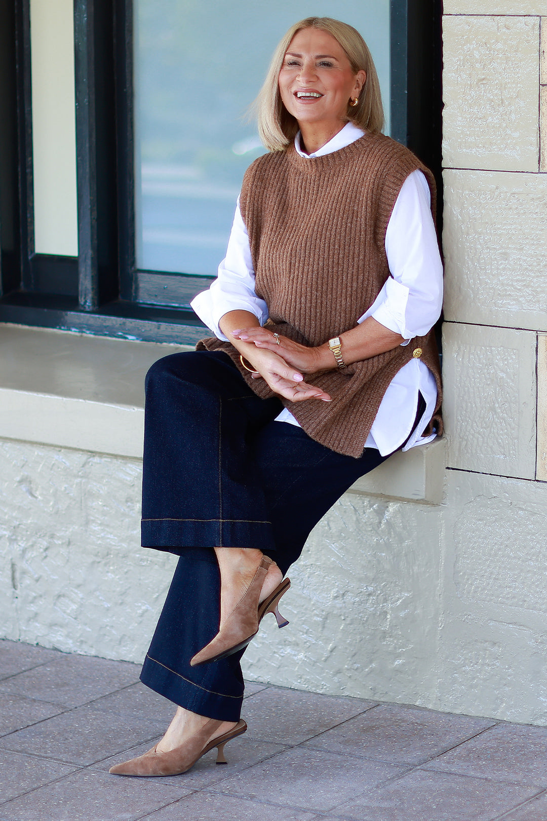 NEW Round Neck Vest | TAN