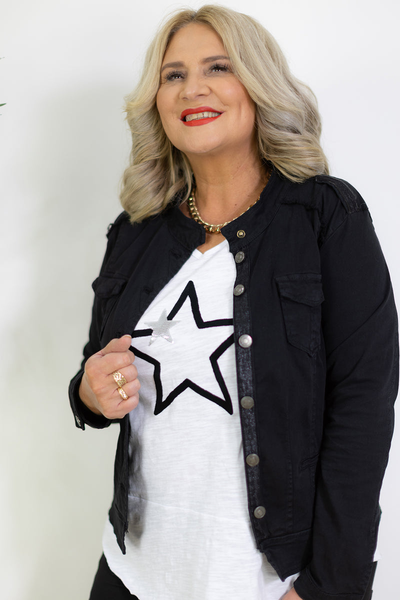 Harper Stretch Denim Jacket | Black