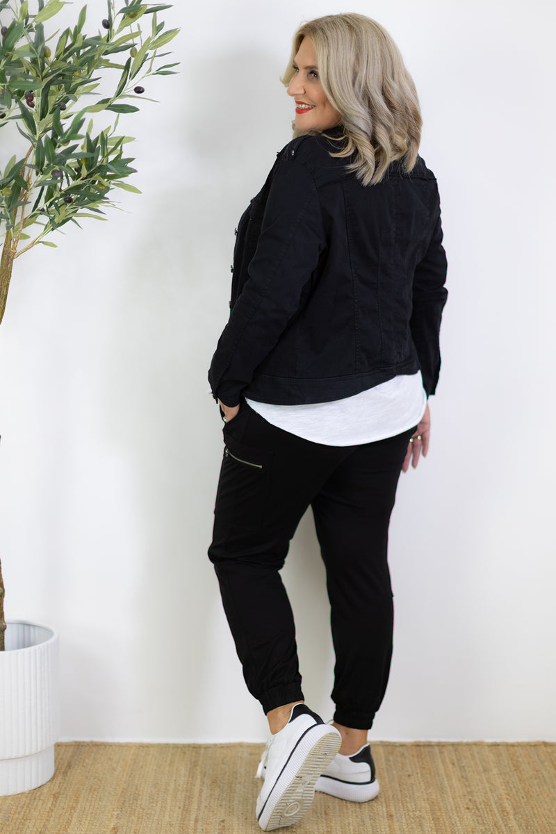 Harper Stretch Denim Jacket | Black
