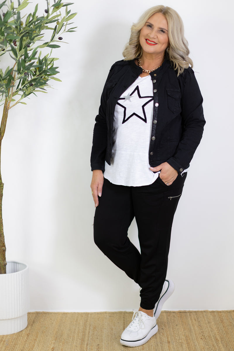 Harper Stretch Denim Jacket | Black