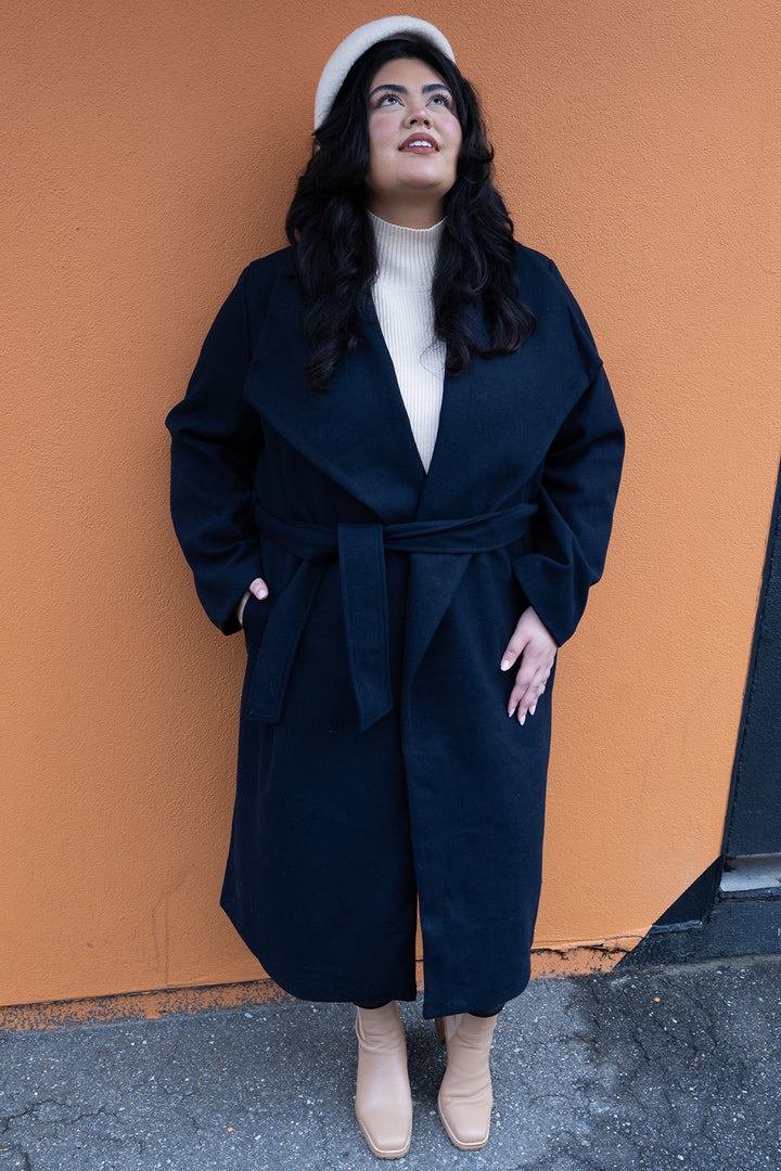 Lourdes Wrap Coat | Ink Black