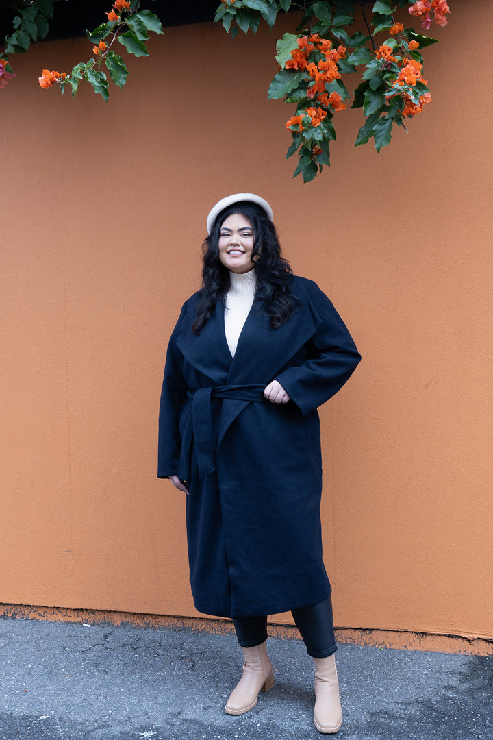 Lourdes Wrap Coat | Ink Black
