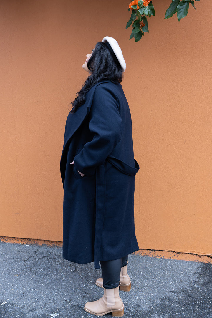 Lourdes Wrap Coat | Ink Black