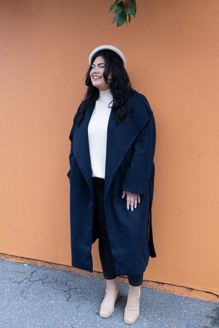 Lourdes Wrap Coat | Ink Black