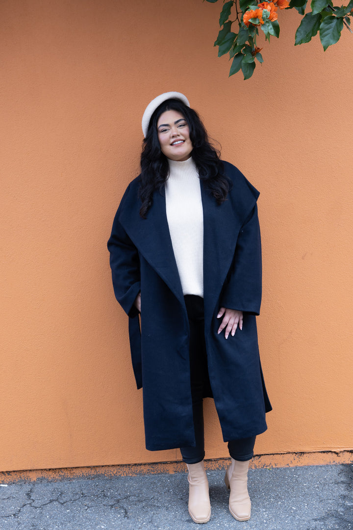 Lourdes Wrap Coat | Ink Black