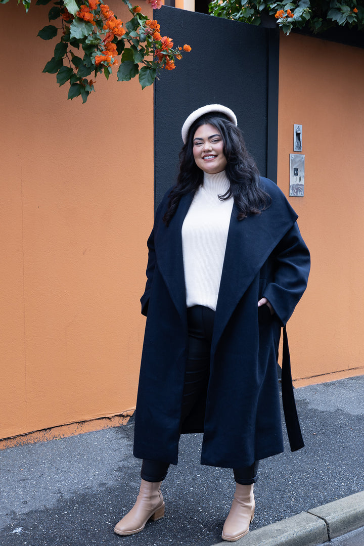 Lourdes Wrap Coat | Ink Black