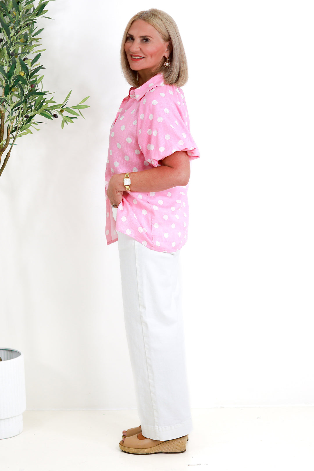 Isabella Polkadot Puff Shirt | STRAWBERRY CREAM