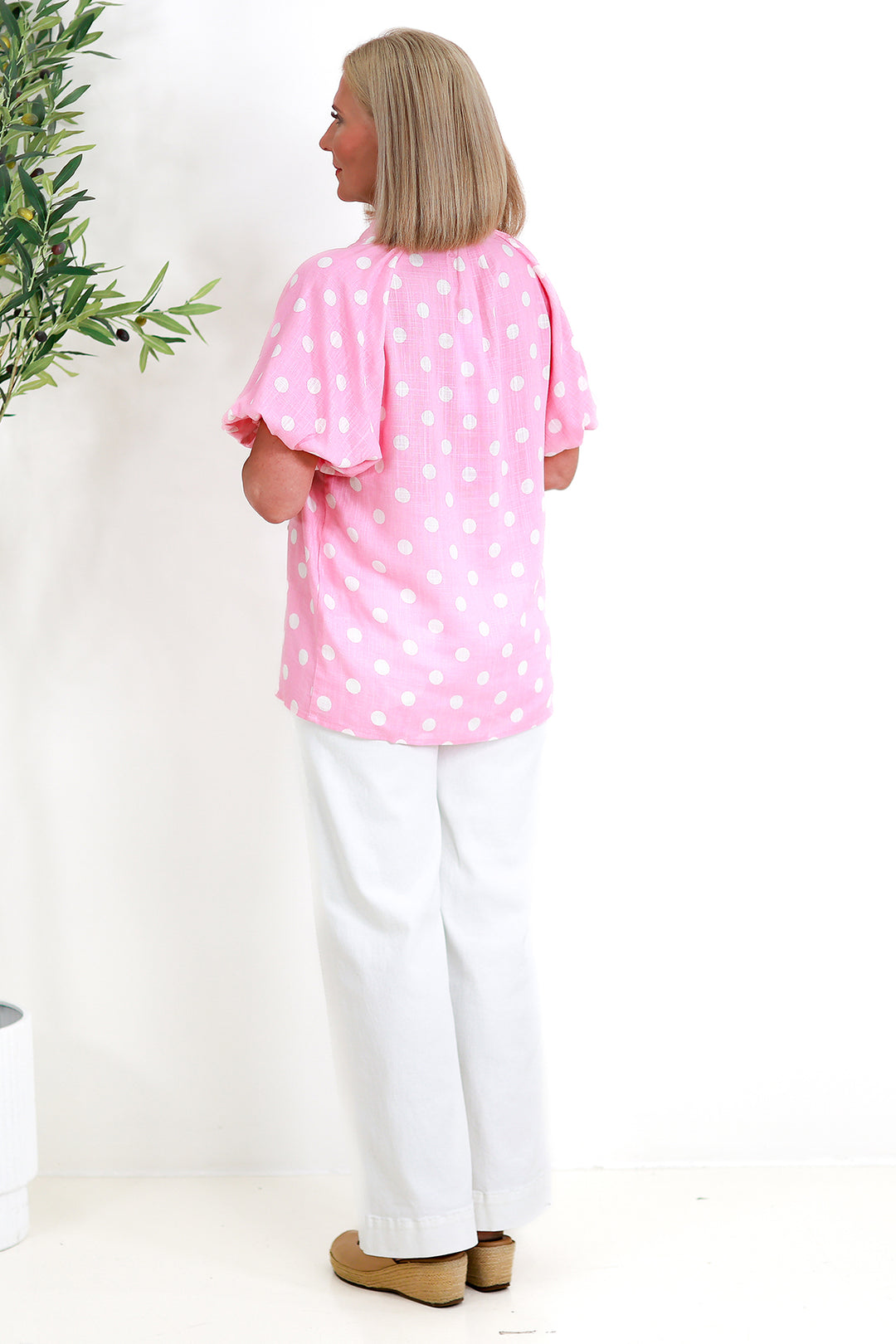 Isabella Polkadot Puff Shirt | STRAWBERRY CREAM