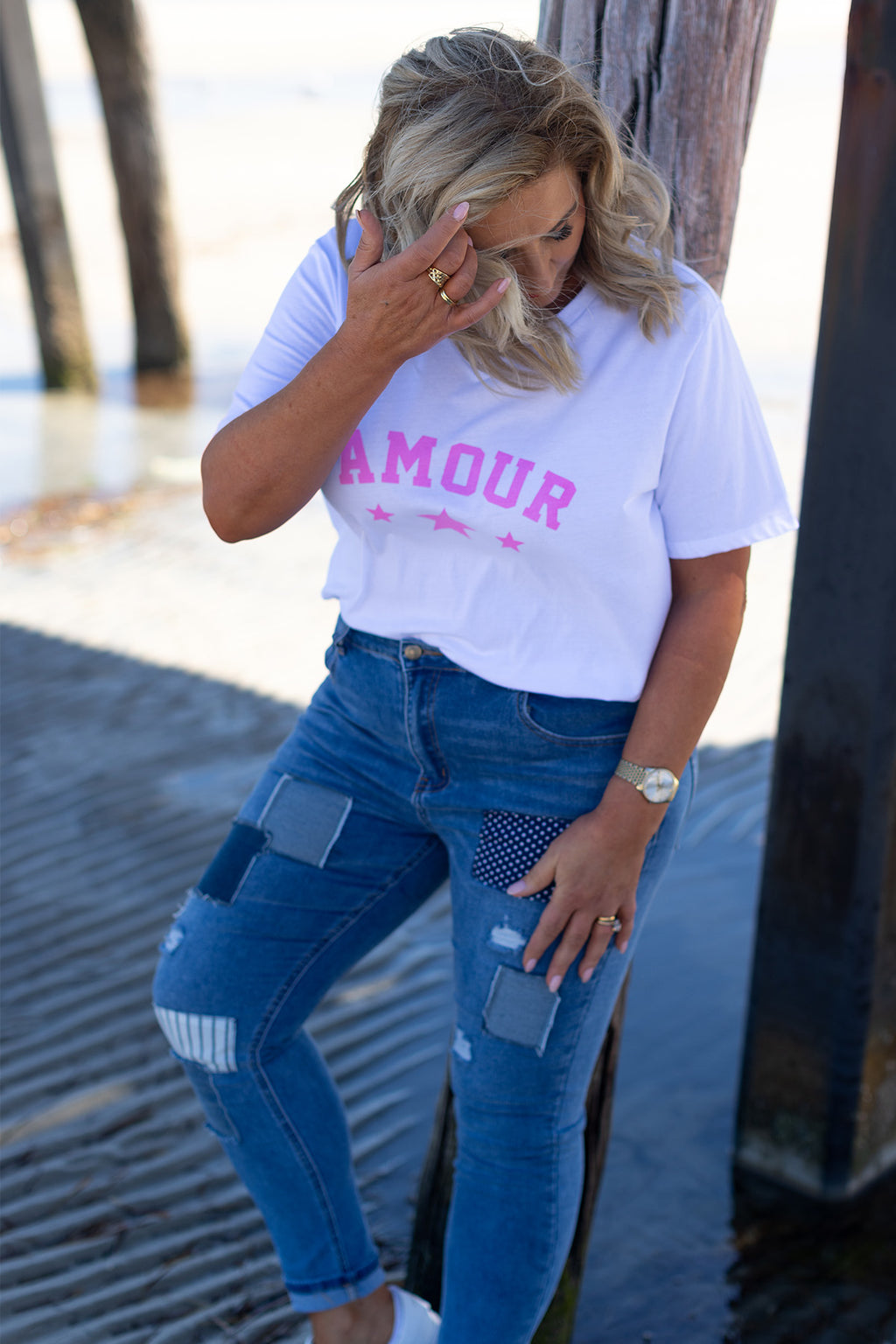 Urban Couture Jeam | Classic V  Amor'e Tee | Pink - FREE SHIPPING ON THIS BUNDLE