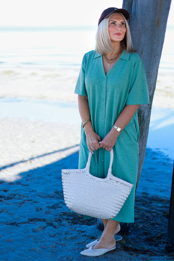 Giselle Collared Tee Dress | GREEN