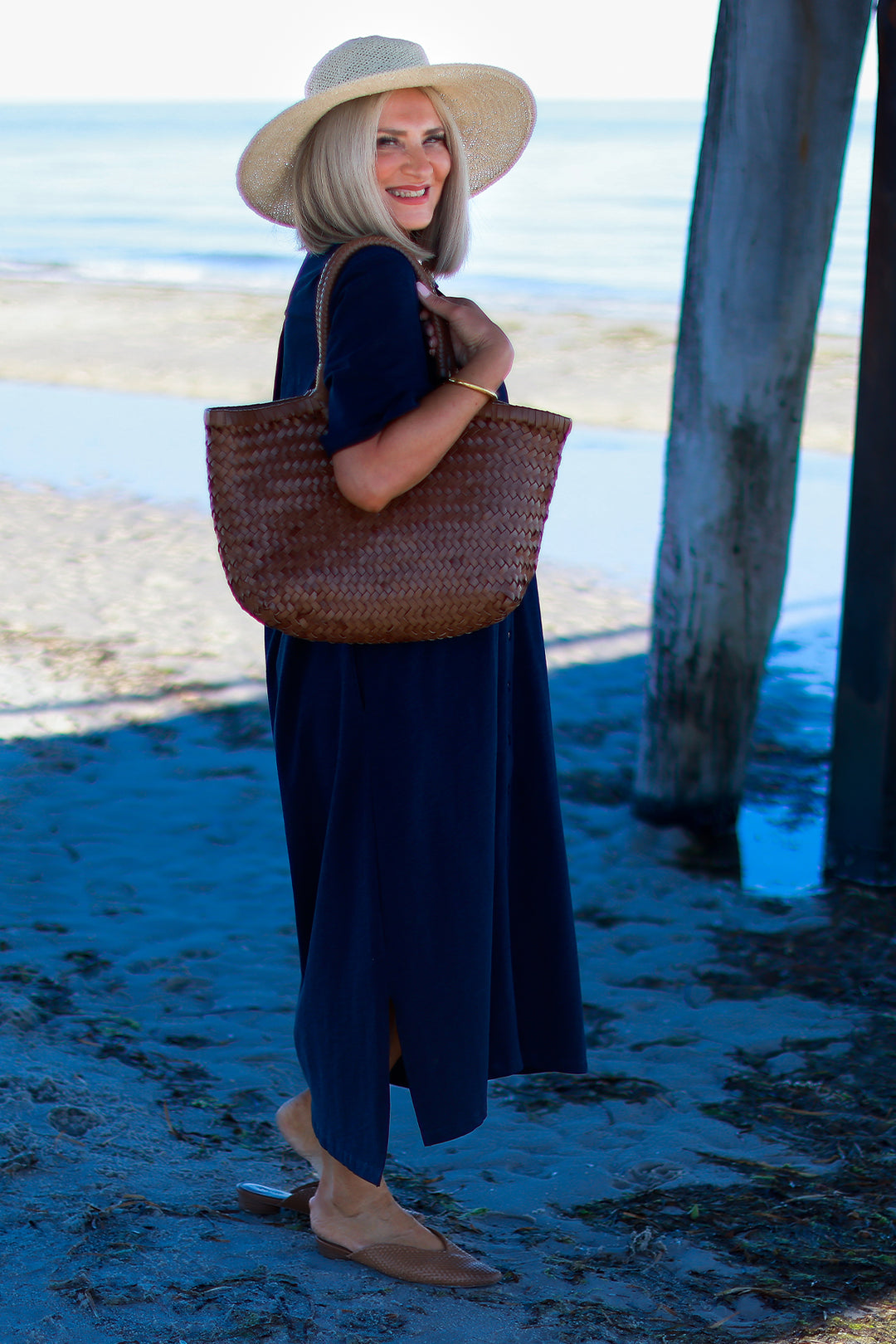 Giselle Collared Tee Dress | NAVY