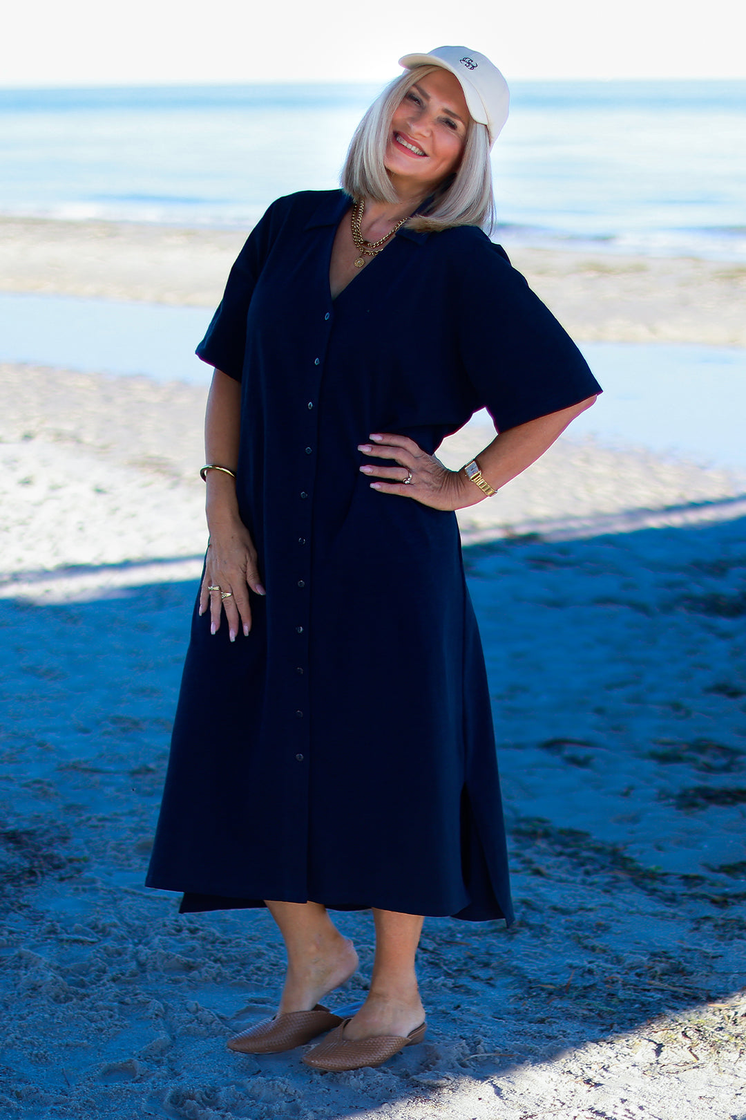 Giselle Collared Tee Dress | NAVY