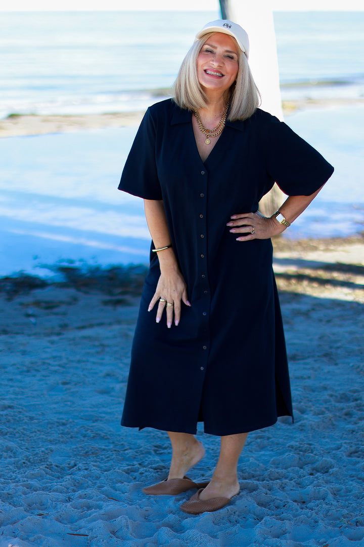 Giselle Collared Tee Dress | NAVY