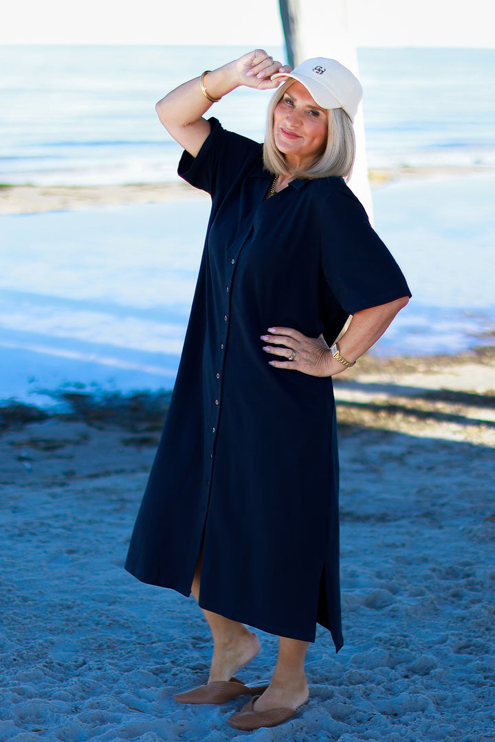 Giselle Collared Tee Dress | NAVY