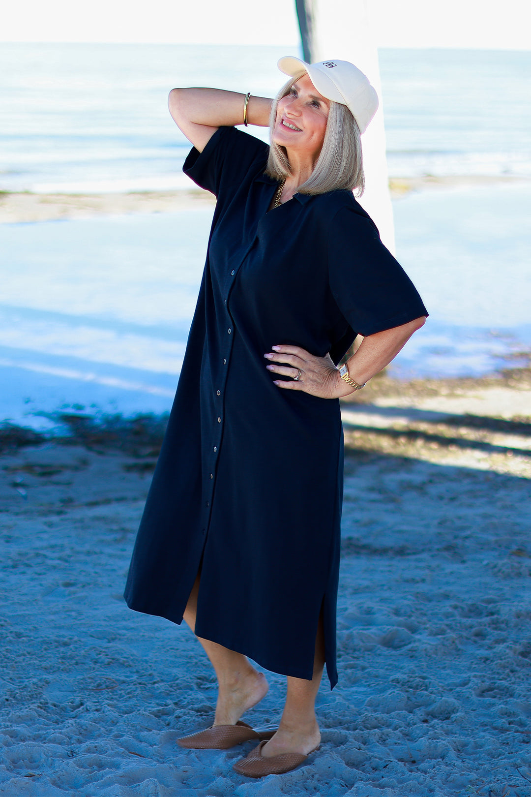 Giselle Collared Tee Dress | NAVY