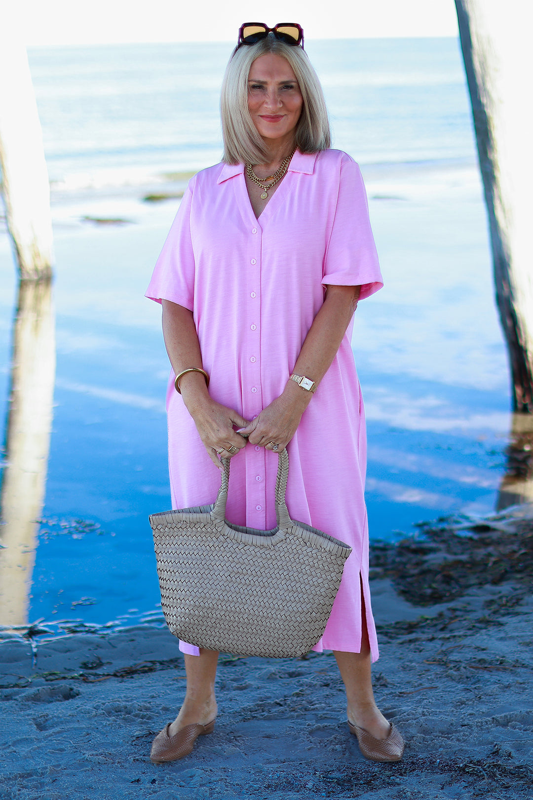 Giselle Collared Tee Dress | PINK