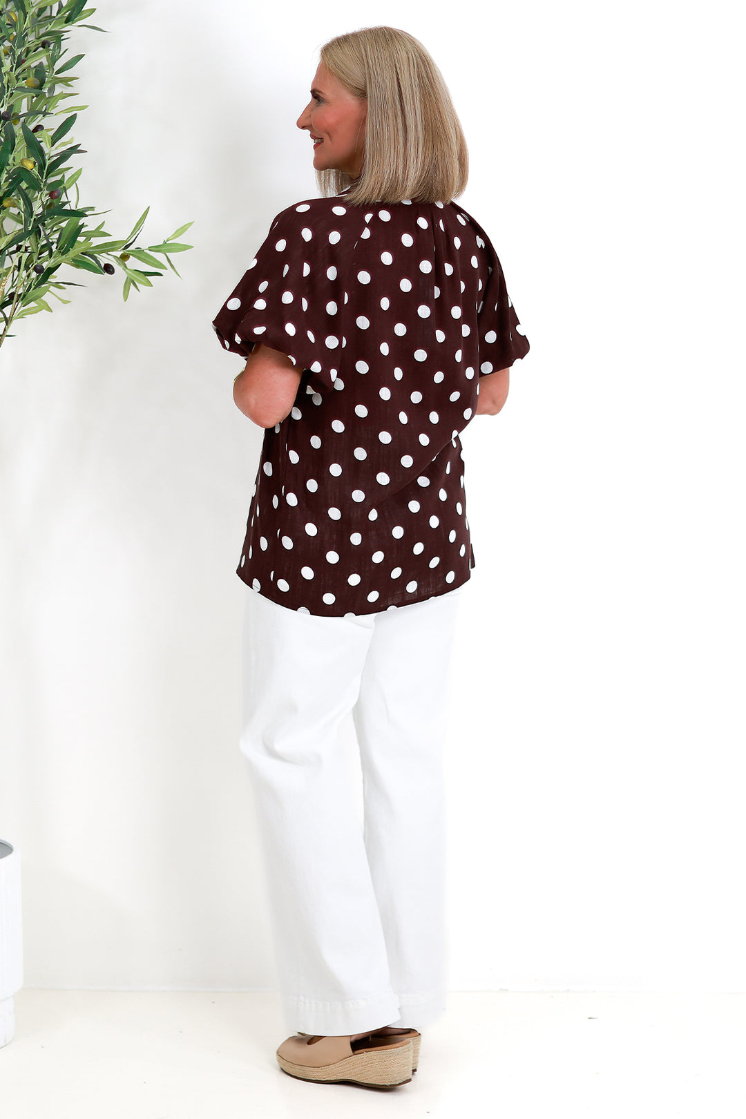 Isabella Polkadot Puff Shirt | COCO BROWN
