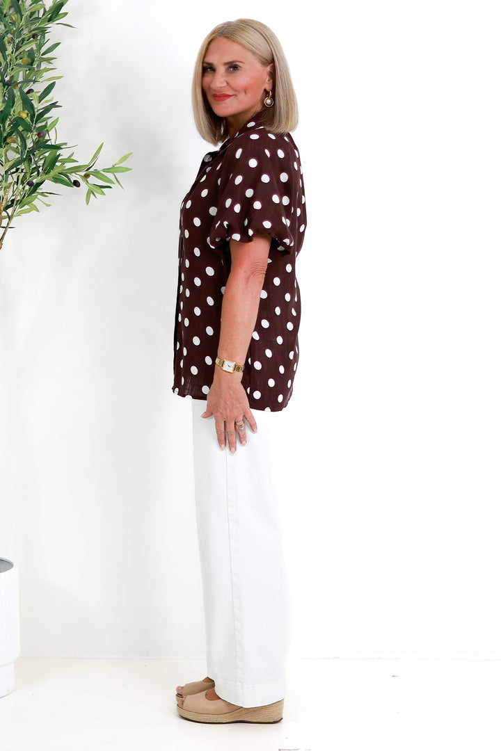 Isabella Polkadot Puff Shirt | COCO BROWN
