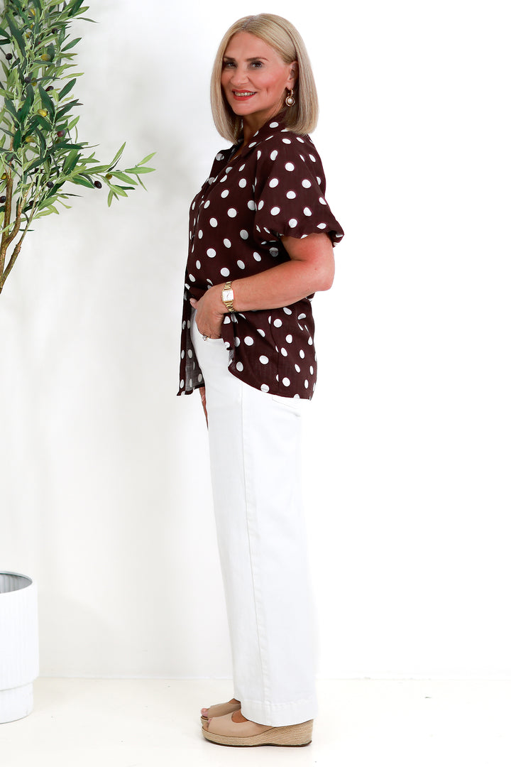 Isabella Polkadot Puff Shirt | COCO BROWN
