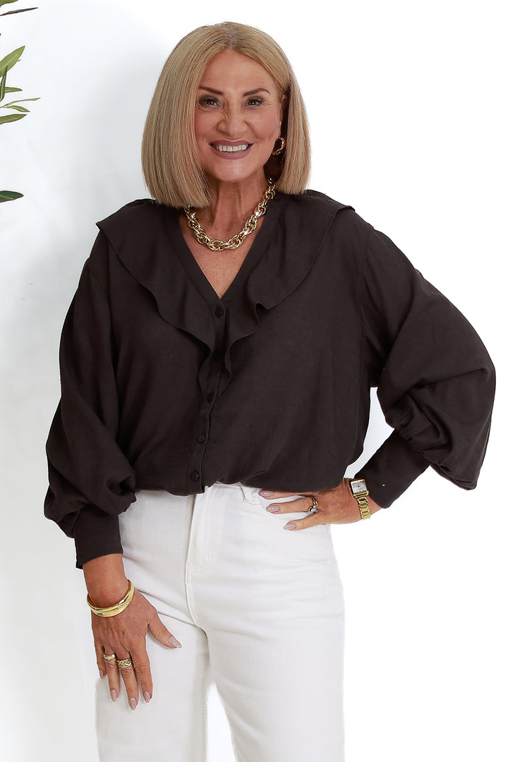 Marnie Ruffle Shirt SS | COCO BROWN