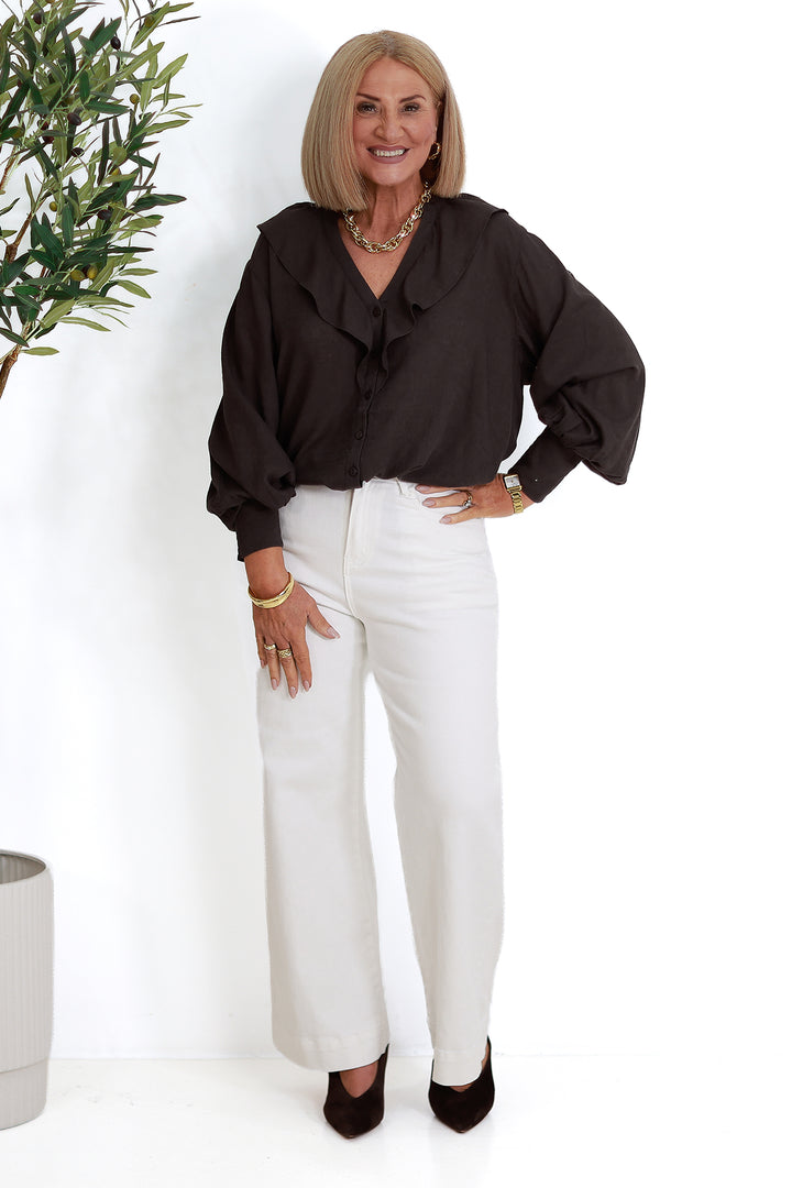 Marnie Ruffle Shirt SS | COCO BROWN