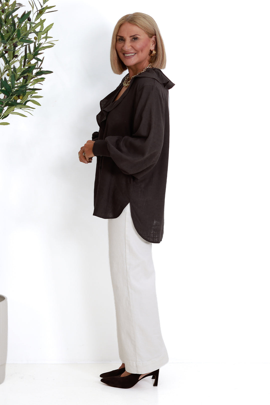Marnie Ruffle Shirt SS | COCO BROWN
