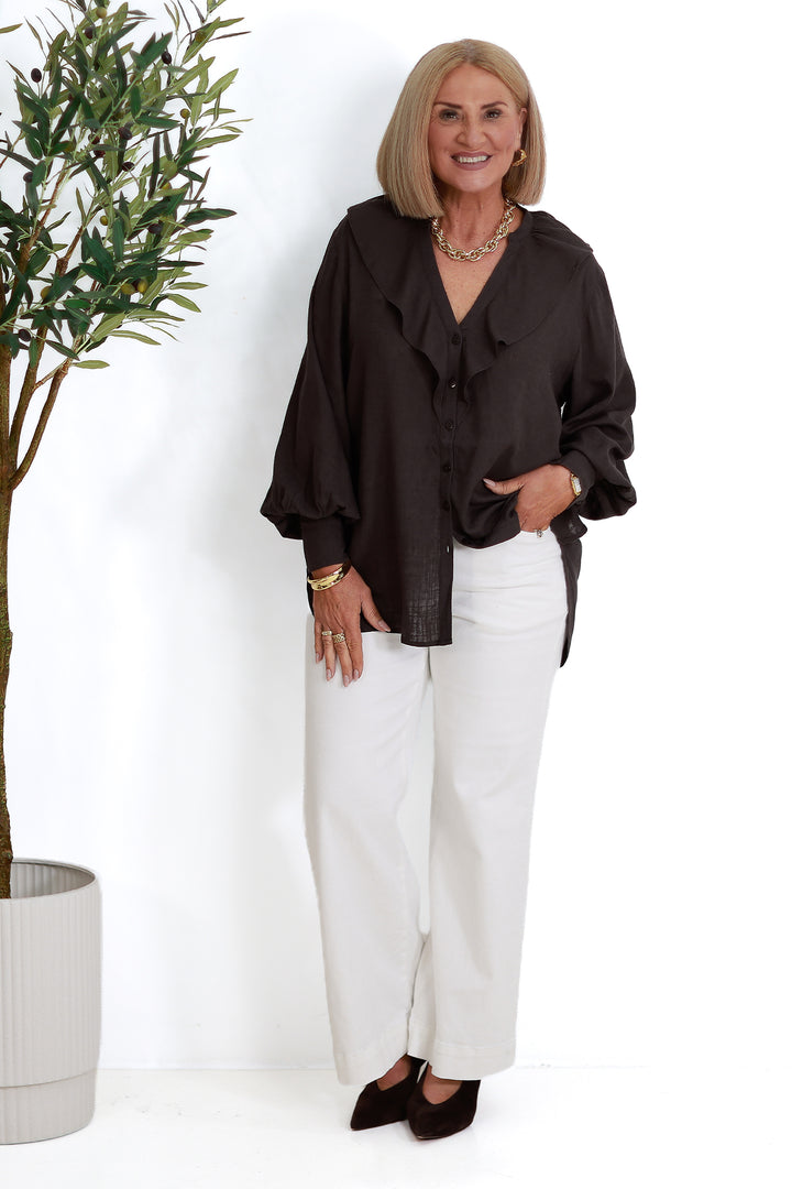 Marnie Ruffle Shirt SS | COCO BROWN