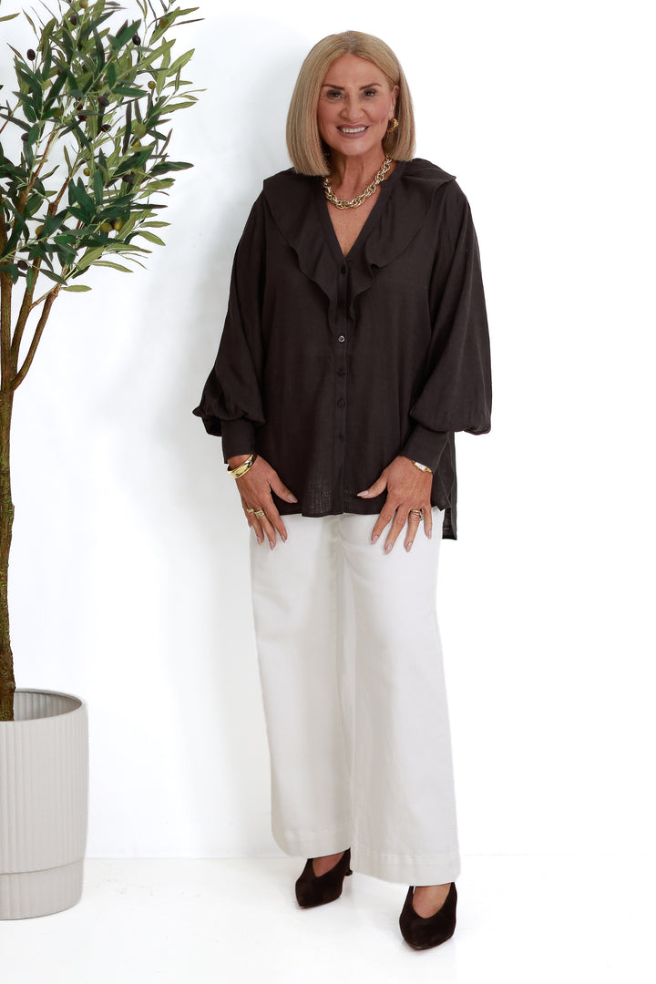 Marnie Ruffle Shirt SS | COCO BROWN